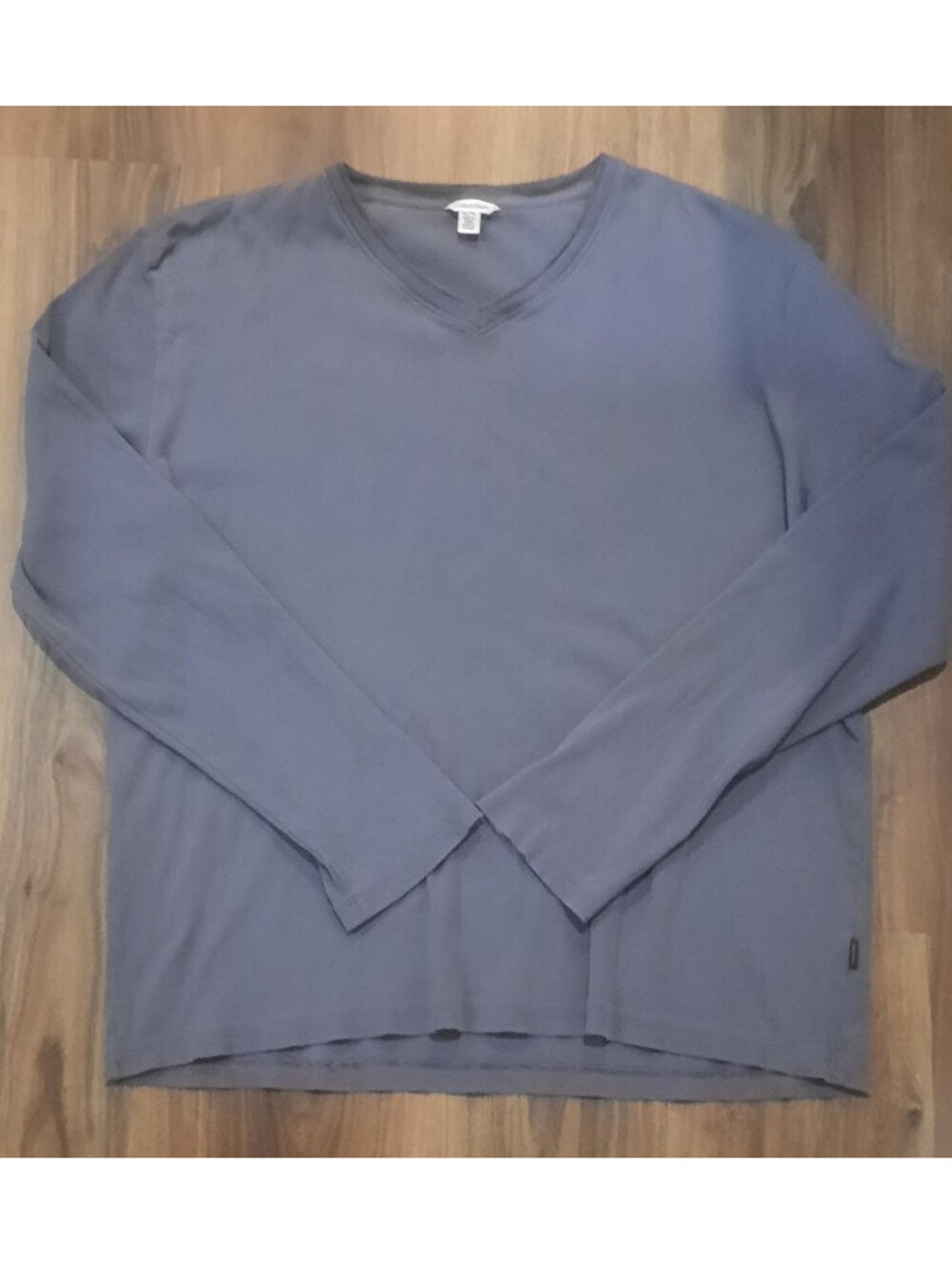 Calvin Klein Men's Long Sleeve V-Neck Shirt Blue Gray Pullover Size XL